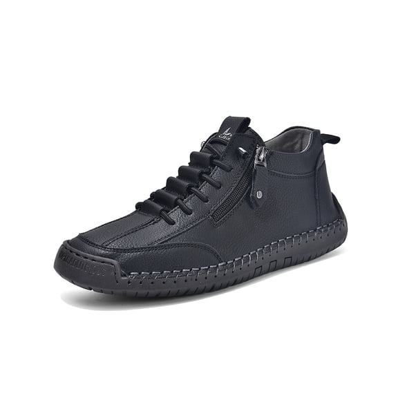 Mens Casual Ankle Boots Slip Resistant Comfortable Lightweight Loafers Mid Vintage Walking Driving Shoes Black 11 US