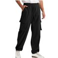 thumbnail image 1 of Mens Casual Baggy Cargo Pants Stretchy Sweatpants Loose Fit Drawstring Hiking Workout Joggers With Multi Pockets, 1 of 6