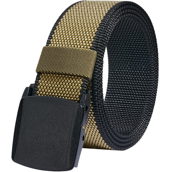 Mens Casual Belts Web, 2 Colors in 1 Reversible with YKK Plastic Buckle,Adjustable Fabric Belt Trim to Fit 27- 46" Waist(Black and Brown)