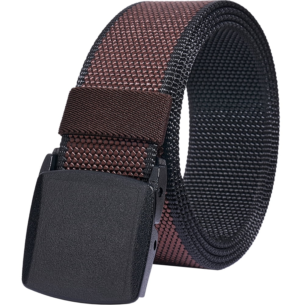 Mens Casual Belts Web, 2 Colors in 1 Reversible with YKK Plastic Buckle ...