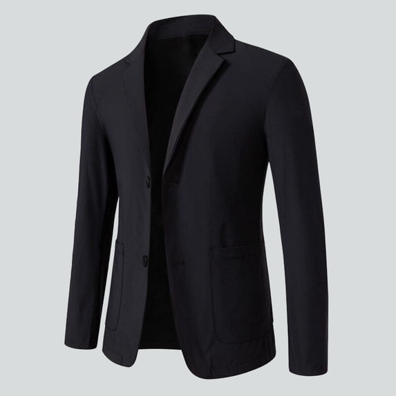 Mens Casual Blazer Knit Sport Coat Lightweight Two Button Suit Jacket Black XL