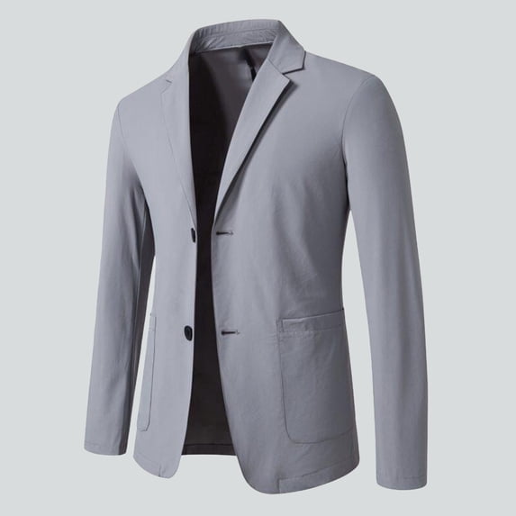 Mens Casual Blazer Knit Sport Coat Lightweight Two Button Suit Jacket Gray M