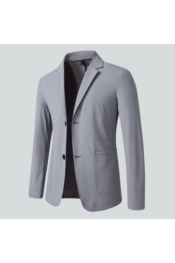 Mens Casual Blazer Knit Sport Coat Lightweight Two Button Suit Jacket Gray M