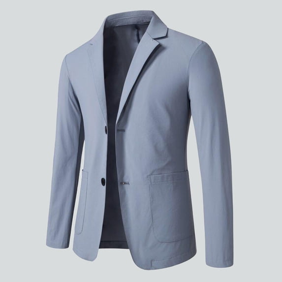Mens Casual Blazer Knit Sport Coat Lightweight Two Button Suit Jacket Sky Blue XXXL