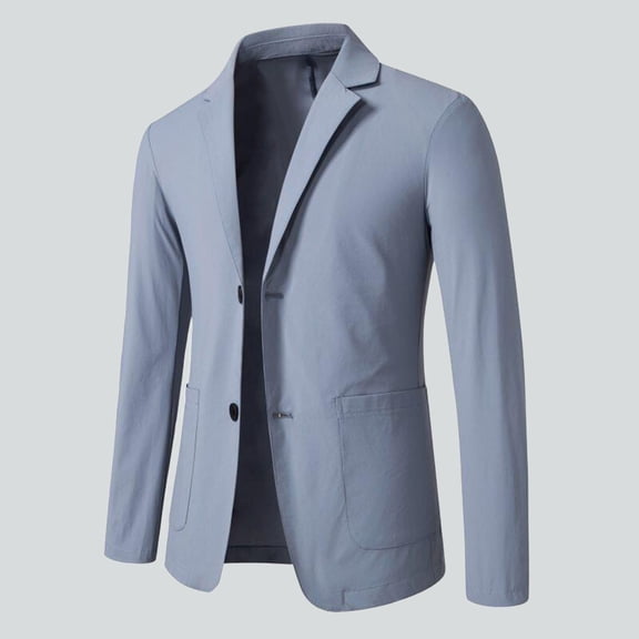 Mens Casual Blazer Knit Sport Coat Lightweight Two Button Suit Jacket Sky Blue XXXL