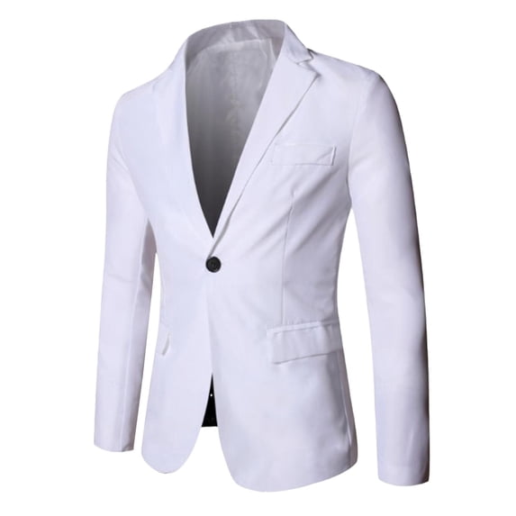 Mens Casual Blazer Slim Fit Sport Coat Lightweight One Button Suit Jackets White XL