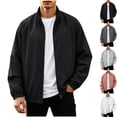 thumbnail image 1 of Mens Casual Bomber Jacket Windproof Mock Neck Full Zip Active Classic Fit Windbreaker Coat with Pockets for Fall Winter Streetwear Travel, Black, XXL, 1 of 8