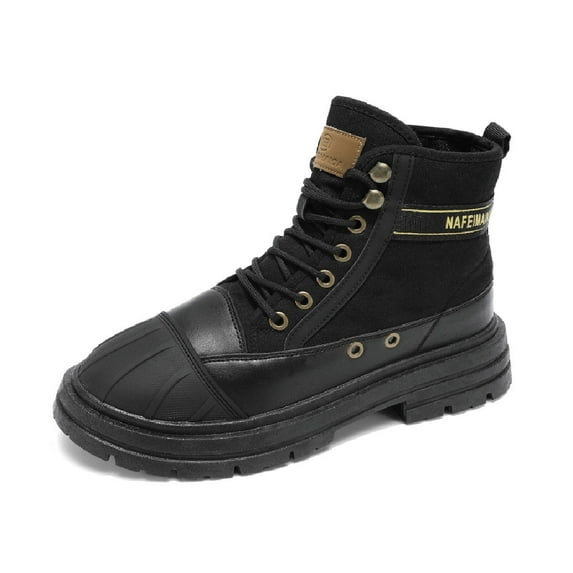 Mens Casual Boots Waterproof Hiking Boots Lightweight Non-slip Safety Boots Breathable Outdoor Work Boots Black 7.5 US