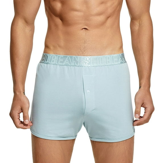 Mens Casual Button Boxers Low Rise Tracksuit Briefs Shorts Trunks Underwear