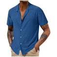 thumbnail image 1 of Mens Casual Button Down Shirt Short Sleeve Summer Beach Hollow Out Tropical Shirts, 1 of 6