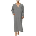 thumbnail image 1 of Mens Casual Button Down Shirts Arabia Long Sleeve Pocket Loose Robe Robe Solid Outwear, 1 of 4