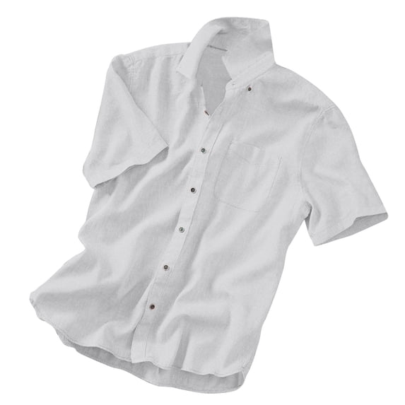 Mens Casual Button Down Shirts Cotton Linen Solid Color Lapel Short Sleeved Casual Jacket Man Shirt Holiday Wear