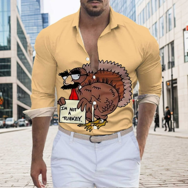Mens Casual Button Down Shirts Fall And Winter Thanksgiving ...