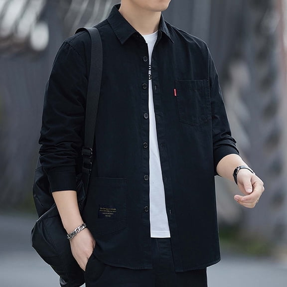 Mens Casual Button Down Shirts Fishing With Pockets Cool Long Sleeve Hiking Streetwear