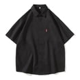 thumbnail image 1 of Mens Casual Button Down Shirts Harbor Style Summer Solid Color Loose Short Sleeved Fashion Top Holiday Wear, 1 of 2