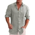 thumbnail image 1 of Mens Casual Button Down Shirts Long Sleeve Chambray Shirts Loose Solid Color Shirt Lapel Casual Shirt Wrinkle Free Shirt, 1 of 4