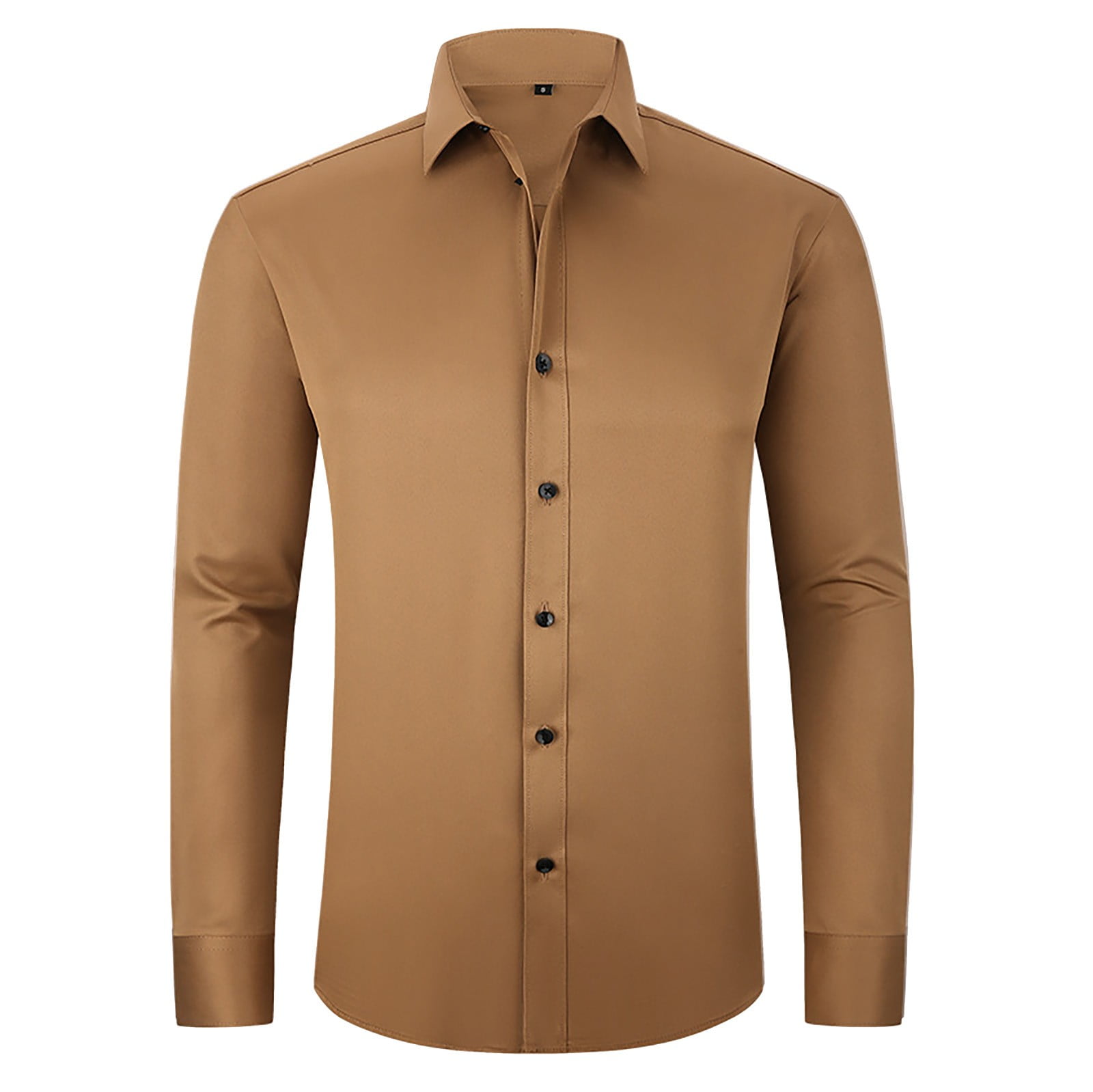 light brown dress shirts Mens Casual Button Down Long Sleeve Chambray Shirts Non Ironing Elastic Shirt Lapel Solid Color Button Shirt Shirt Wrinkle Free Shirt a mens long collection: NICOLEMADDIE Women's Navy Blue Suit Color:HUNTERGREEN