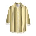 thumbnail image 1 of Mens Casual Button Down Shirts Long Sleeve Stripe Slim Fit Top Blouse Fashion Mens Dress Shirts Yellow XXXL, 1 of 4
