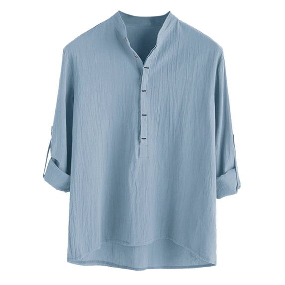 Mens Casual Button Down Shirts Stank Solid Color Long Sleeve Mens Dress Shirts Daily-Wear