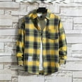 thumbnail image 1 of Mens Casual Button Down Shirts Summer Plaid Print Lapel Long Sleeved Loose Holiday Wear, 1 of 1