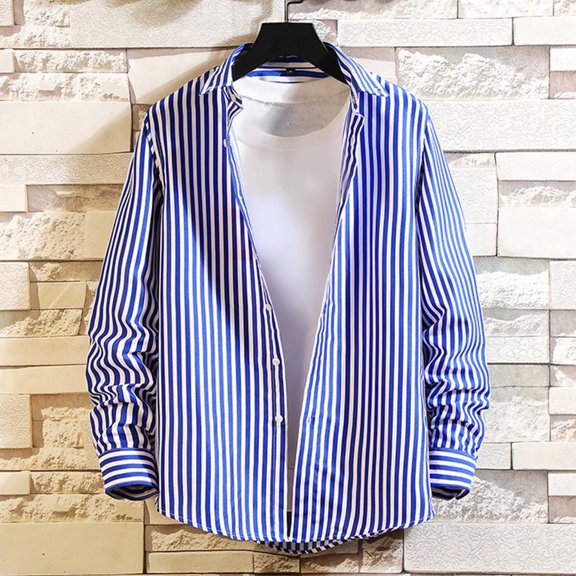 Mens Casual Button Down Shirts Summer Solid Color Lapel Long Sleeve Fashion Tops Streetwear