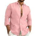 thumbnail image 1 of Mens Casual Button Down Shirts Long Sleeve Chambray Shirts Fashionable Casual Comfortable Trendy And Easy To Solid Color Multi Color Cotton Linen Shirt Wrinkle Free Shirt, 1 of 5