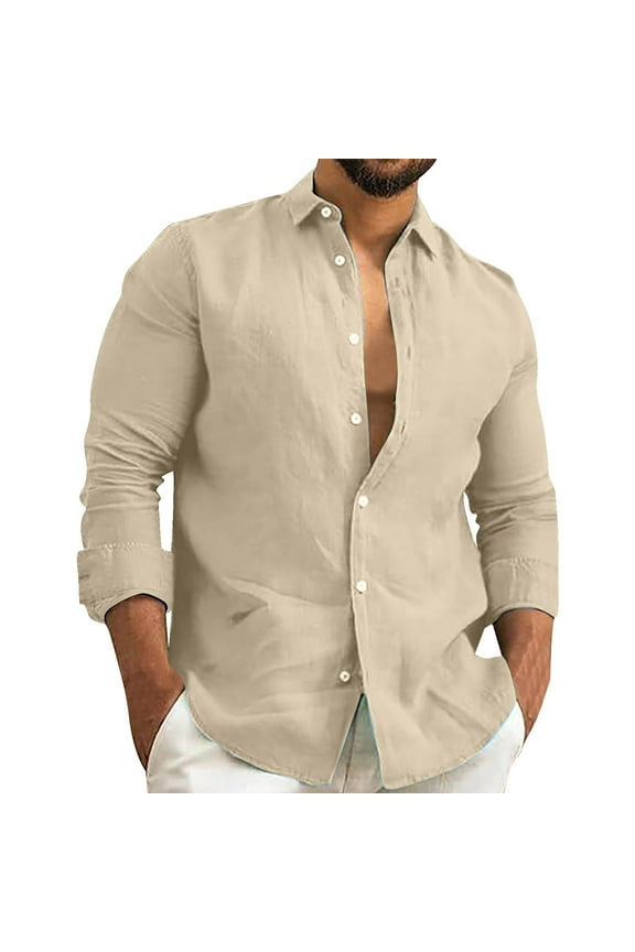 Mens Casual Button Down Shirts Long Sleeve Chambray Shirts Fashionable Casual Comfortable Trendy And Easy To Solid Color Multi Color Cotton Linen Shirt Wrinkle Free Shirt