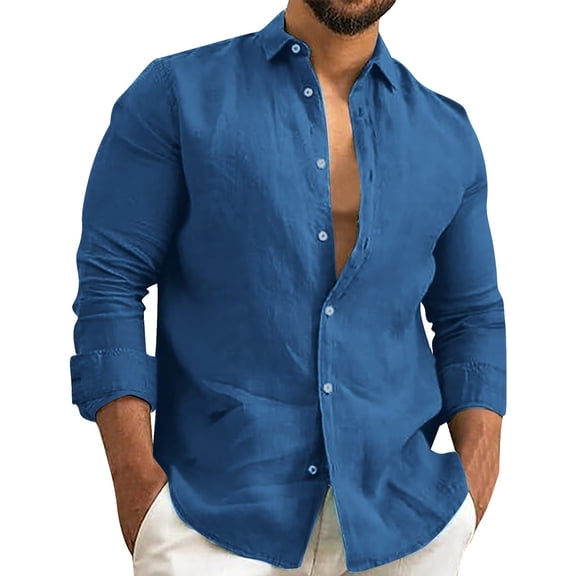 Mens Casual Button Down Shirts Long Sleeve Chambray Shirts Fashionable Casual Comfortable Trendy And Easy To Solid Color Multi Color Cotton Linen Shirt Wrinkle Free Shirt
