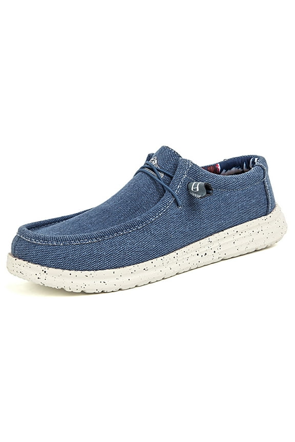 Mens Casual Canvas Slip-on Loafers Shoes Men Lightweight Boat Shoes Comfortable Softsole Walking Shoes 11 US Men Blue,11.02" Heel to Toe