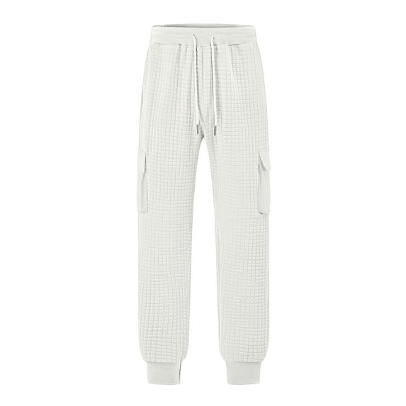 Mens Casual Cargo Joggers Pants Elastic Waist Slim Fit Stretch Chino Work Pants Black