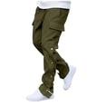 thumbnail image 1 of Mens Casual Cargo Pants Baggy Straight Leg Outdoor Work Trousers Solid Color Side Closures Adjustable Sweatpants, 1 of 4