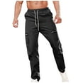 thumbnail image 1 of Mens Casual Cargo Pants Hiking Tactical Pant with Pockets Plus Size Elastic Waist Drawstring Stretch Relaxed Trouser, 1 of 9
