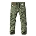thumbnail image 1 of Mens Casual Cargo Pants Straight Leg High Waist Multi Pockets Overalls Cotton Solid Hiking Outdoor Workwear no Belt Green,M, 1 of 7