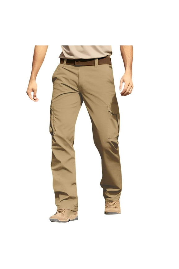 Mens Casual Cargo Pants Summer Vacation Lightweight Drawstring Pants Elastic Waist Beach Yoga Trousers with Pockets Big & Tall S-5XL