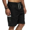 thumbnail image 1 of Mens Casual Cargo Shorts Drawstring Summer Beach Stretch Twill Shorts Black, 1 of 8