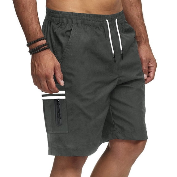 ZQUUVOU Mens Casual Cargo Shorts Drawstring Summer Beach Stretch Twill Shorts Gray