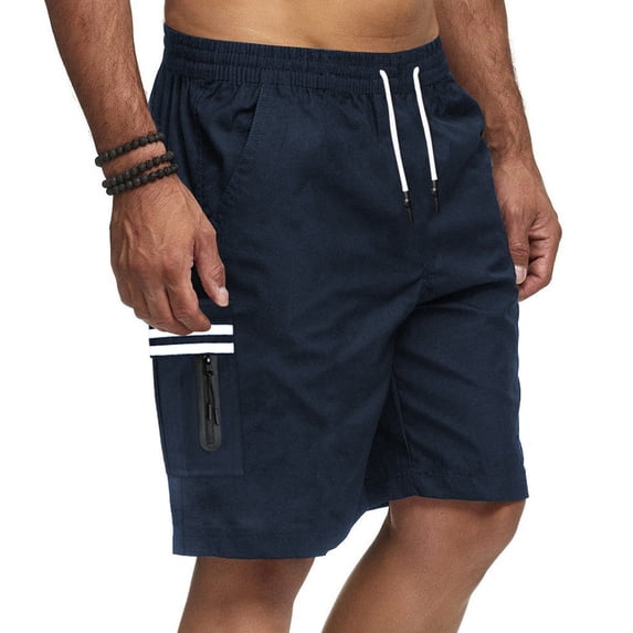 ZQUUVOU Mens Casual Cargo Shorts Drawstring Summer Beach Stretch Twill Shorts Navy
