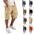 thumbnail image 1 of Mens Casual Cargo Shorts Stretch Elastic Waist Drawstring Summer Work Short with 4 Pockets, 1 of 6