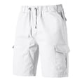thumbnail image 1 of Mens Casual Cargo Shorts With Pockets Drawstring Waist Knee Length Mens Gym Shorts For Fashion Daily Wear,White,L, 1 of 4