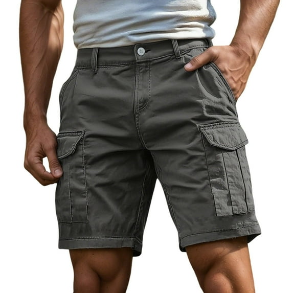 Mens Casual Cargo Shorts with Pockets Travel Work Short Pants Lightweight Stretch Shorts for Outdoor, Hiking, and Daily Wear