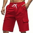 thumbnail image 1 of Mens Casual Cargo Sweat Shorts Drawstring Elastic Waist 9 Inch Athletic Jogger Shorts for Ourdoor Hiking with Pockets, 1 of 5