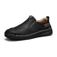 thumbnail image 1 of Mens Casual Casual Shoes Leather Lightweight Loafers Outdoor Soft Sole Walking Shoes Comfortable Soft Driving Shoes Black 10 UK, 1 of 7