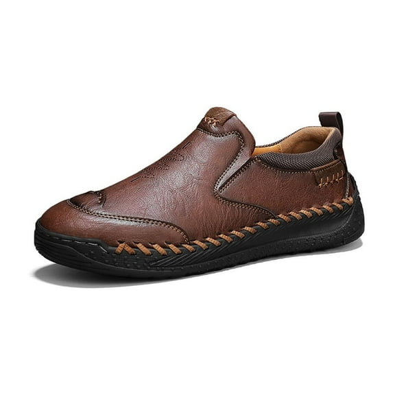 Mens Casual Casual Shoes Leather Lightweight Loafers Outdoor Soft Sole Walking Shoes Comfortable Soft Driving Shoes Brown 8.5 UK