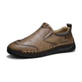 thumbnail image 1 of Mens Casual Casual Shoes Leather Lightweight Loafers Outdoor Soft Sole Walking Shoes Comfortable Soft Driving Shoes Yellow 9.5 UK, 1 of 7