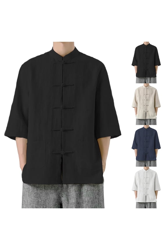 Mens Casual Chinese Tang Suit Kung Fu Shirt Chinese Traditional Tang Suit Tai Chi Blouse White 2Xl by Awwp