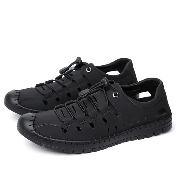 Mens Casual Closed Toe Leather Sandals Outdoor Fisherman Adjustable Sport Summer Shoes