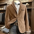 thumbnail image 1 of Mens Casual Corduroy Blazer 2025 Vintage Slim Fit 3 Button Plaid Sport Coat Long Sleeve Suit Jacket Light Brown M, 1 of 5
