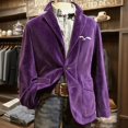 thumbnail image 1 of Mens Casual Corduroy Blazer 2025 Vintage Slim Fit 3 Button Plaid Sport Coat Long Sleeve Suit Jacket Purple L, 1 of 5