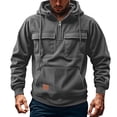 thumbnail image 1 of Mens Casual Corduroy Hooded Sweatshirt Long Sleeve Pullover Hoodie With Pocket Gray XL, 1 of 5