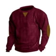 thumbnail image 1 of Mens Casual Corduroy Sweater with Unique Triangular Applique and Round Reinforced Elbow Patches Wine M, 1 of 6